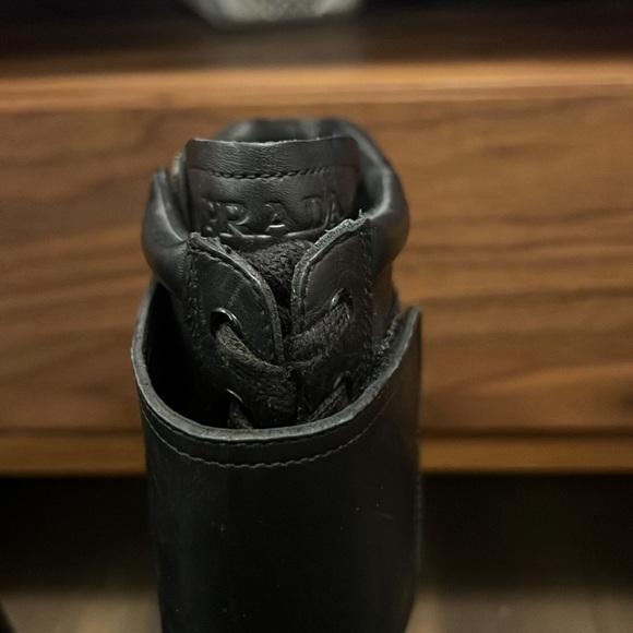 Prada Leather Knee-High Lace-Up Black Boots - size 37 - Picture 3 of 6